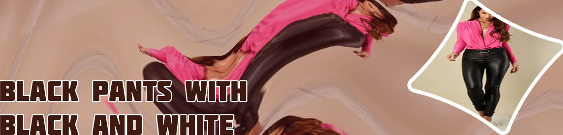 Pink top black pants